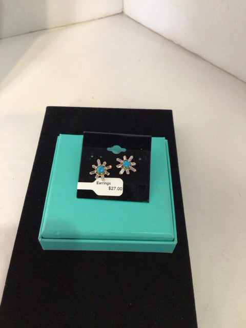 Blue Rhinestone Earrings