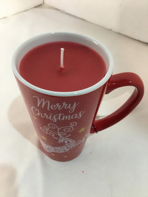 Christmas Red Ceramic Merry Christmas Candle Holiday Item