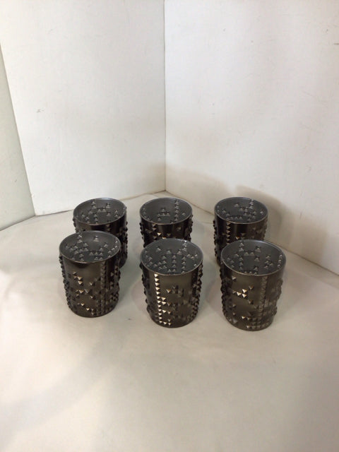 Set of 6 Black Metal Glasses