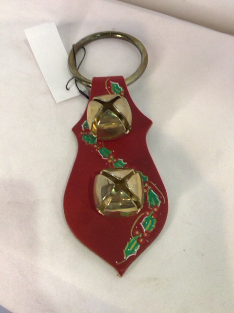 Christmas Red Leather Bells Holiday Item