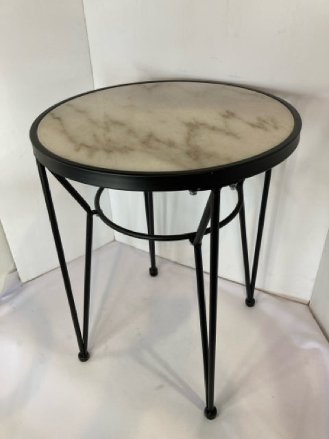 Marble/Iron Round White/Black Table
