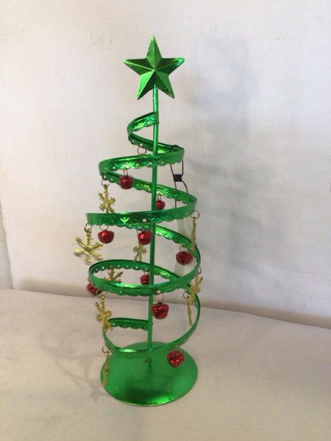 Green/Red Metal Christmas Tree Holiday Item