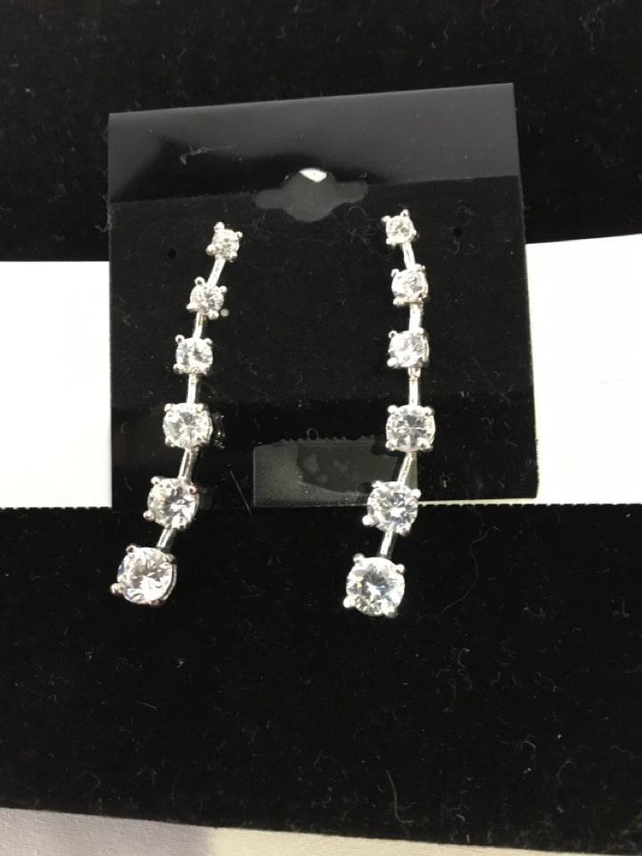 Silver Dangle Cubic Zirconia Earrings