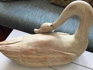 Tan Wood Goose Sculpture