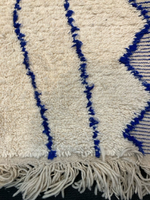 Runner Fringe White/Blue Rug