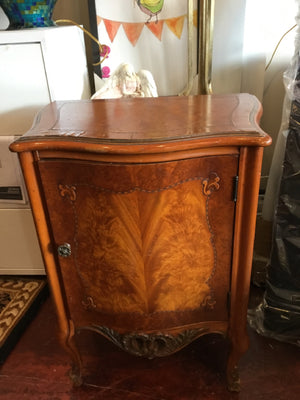 Vintage Cabinet Wood AS IS Side/End Brown Table