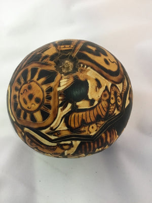 Black/Tan Carved Gourd