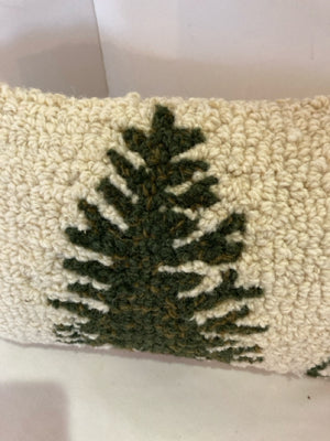 Chandler4 Corners Christmas Cream/Green Wool Pillow Christmas Tree Holiday Item