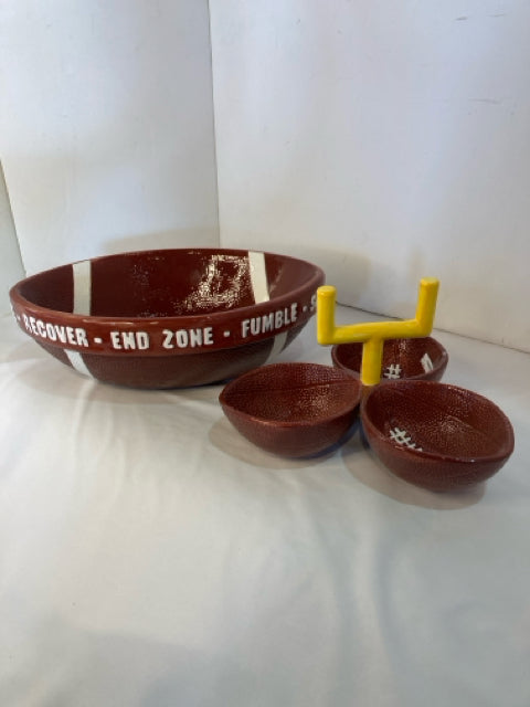 Boston Warehouse Football Brown Ceramic Pair Bowl Set