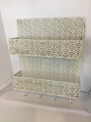 Hanging White Metal 4 Hooks Shelf