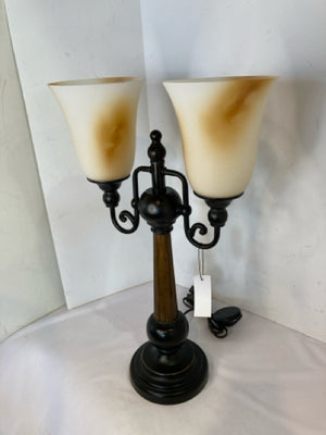 Black/Brown Metal Double Frosted Lamp