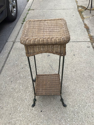 Brown/black Wicker Tiered Plant Stand