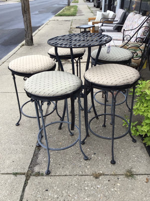 Bistro Metal Outdoor/Outside 5 Piece Set Gray Table & Chairs