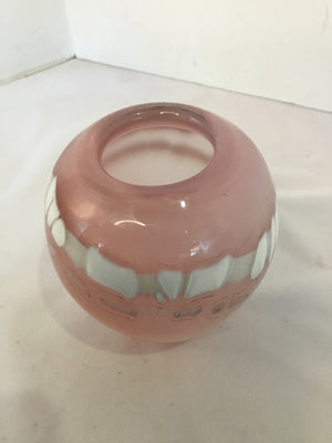 Original 1980 Vase Pink/White Quartz Art Glass