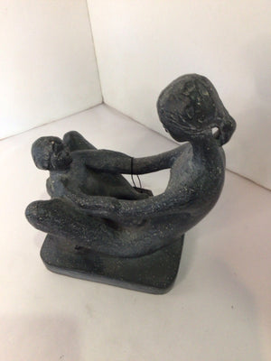 Austin Prod. Mid Century Gray Ceramic Mother and Child Statue
