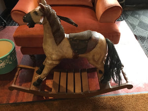 Vintage Wood Brown Rocking Horse