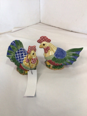 Fitz & Floyd Multi-Color Ceramic Chicken Salt & Pepper
