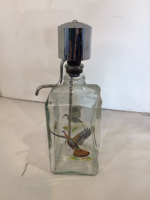 Vintage Clear/Multi Glass/Metal Whiskey Decanter