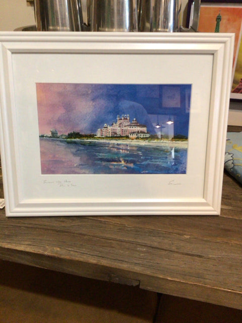 Blue/Pink Buildings Framed Art