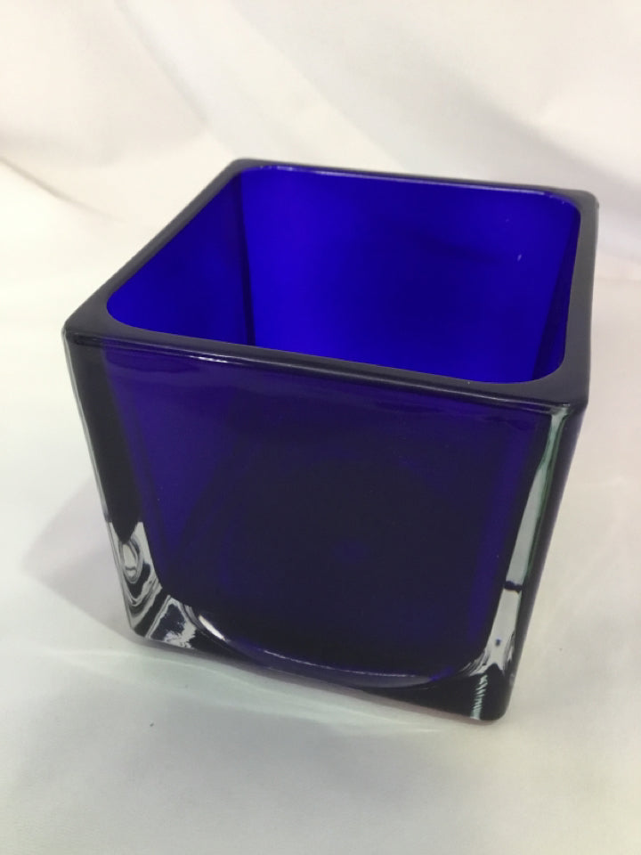 Blue Glass Square Vase