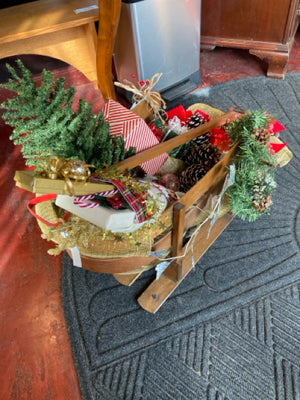 Christmas Multi-Color Wood Sleigh Presents Holiday Item