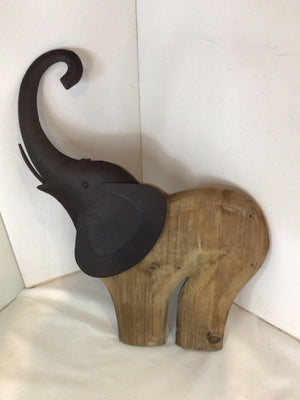 Rustic Brown Wood Elephant Wall Hanging Art