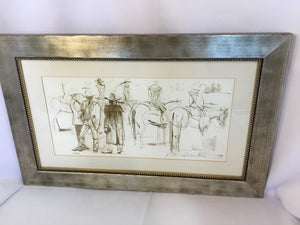 Signed People Horses Framed Art