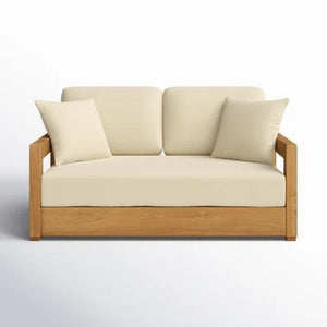 Joss & Main Outdoor/Outside Teak w/cushion Cream Loveseat/Love Seat/Sofa 5DKPWJ3