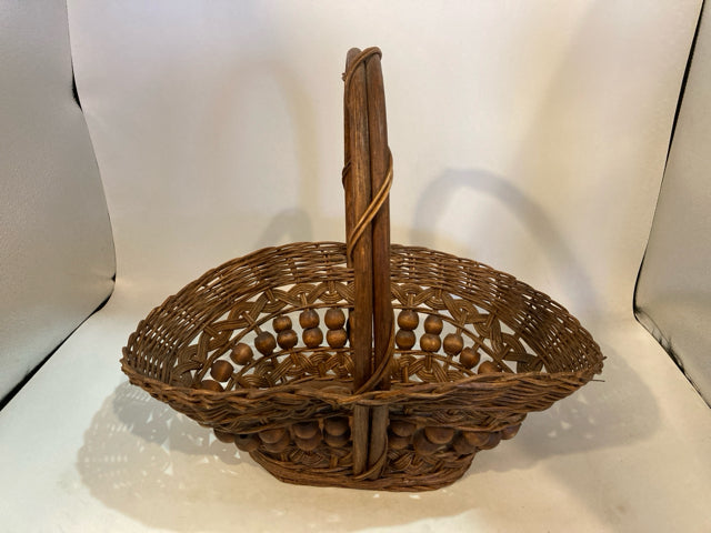 Wooden Beaded Basket