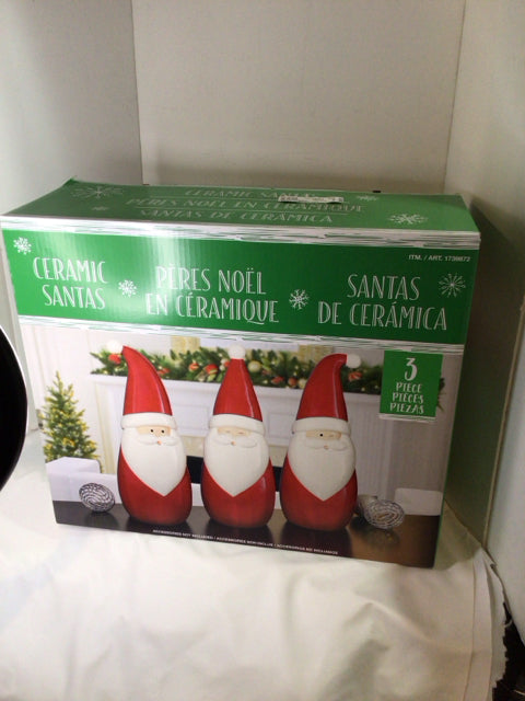 Santa Red/white Ceramic Set of 3 Holiday Item