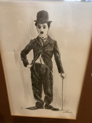 Signed Brown/White Charlie Chaplin Framed Art