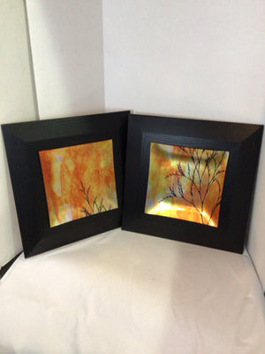 Pair Orange Plate Framed Art
