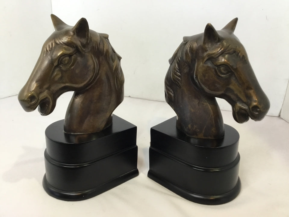 Bronze Brass Horse Head Book Ends
