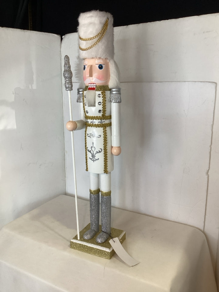 Christmas Gold/White Wood Nutcracker Holiday Item
