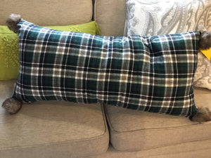Christmas Green/White Cotton Skiers Down Filled Pillow