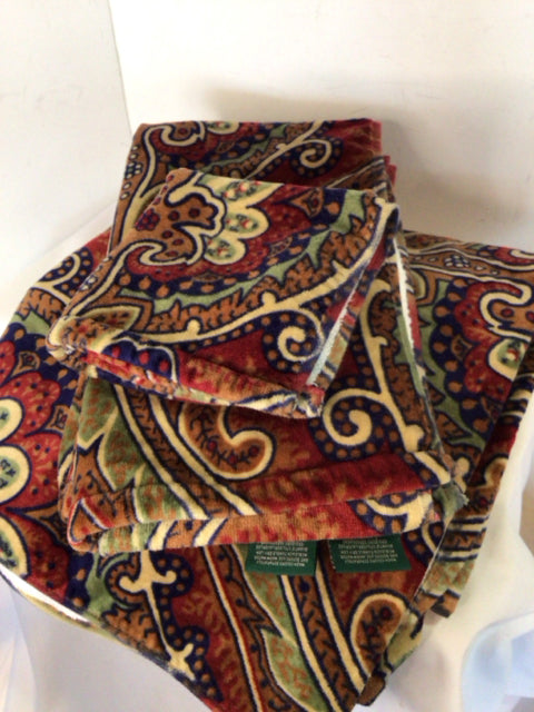 Ralph Lauren 6 Piece Multi-Color Cotton Paisley Bathroom set
