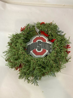 Faux Green/Red Wreath Ohio State Holiday Item