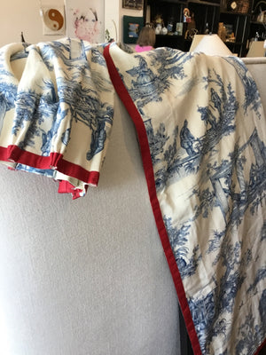 2 Panels Red/White/Blue Polyester Harvest Draperies/Curtains