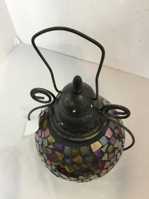 Tea Lights Multi Metal/Glass Mosaic Lantern