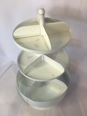 Spinning Metal Round White Organizer