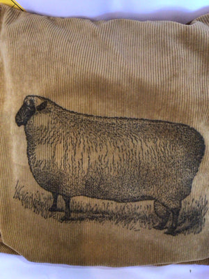 Tan/Black Corduroy Sheep Pillow