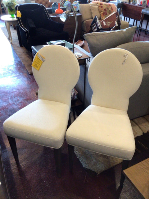 Pair Velvet Armless White Chair Set