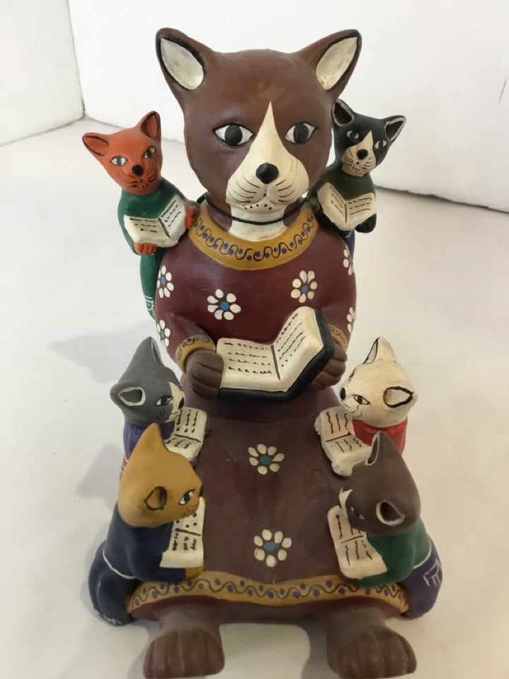 Native American Multi-Color Resin Cat Figurine