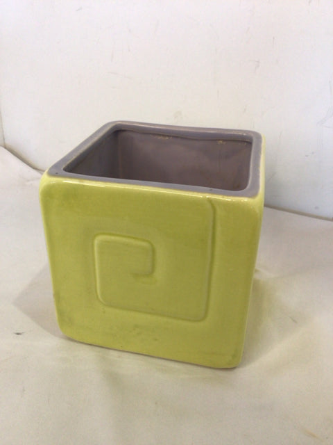 Yellow Ceramic Square Planter