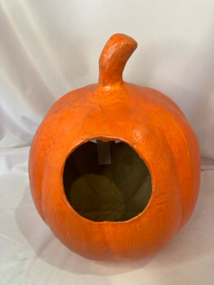 Fall Orange Paper Mache Pumpkin Holiday Item