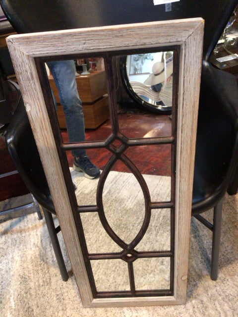 Gray Wood Windowpane Mirror