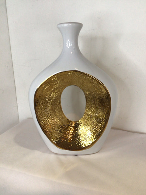 White/Gold Ceramic Vase