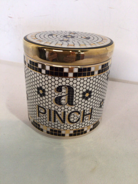 Anthropologie Black/Gold Ceramic Canister
