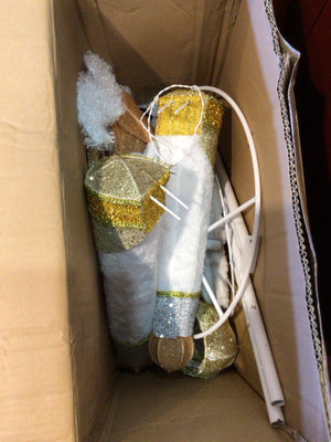 Christmas White/Gold Fabric Nutcracker Light up Holiday Item