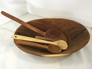 Brown Wood Oval Bowl